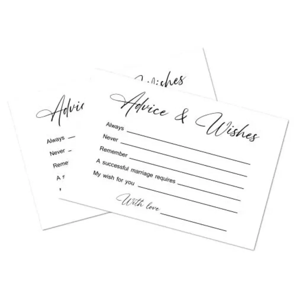 Modern Minimalist Wedding 50 Advice Cards White Bridal Shower Newlywed New